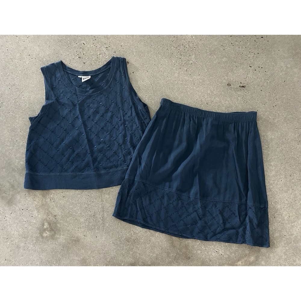 Vintage 90s Y2K Johnny Was Deep Teal Embroidered Tank & Mini Skirt Size S
